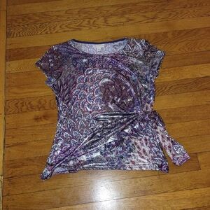 Donna Bella 1962 Multicolor Paisley Sequin Side Tie Top Size S Boho Y2K